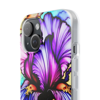 Stained Glass Iris Smartphone Case — Vibrant Purple Watercolor Phone Cover
