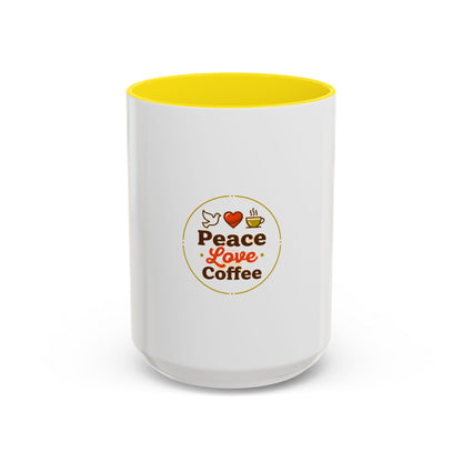 Peace Love Coffee Accent Mug - 11/15oz Ceramic Coffee Cup