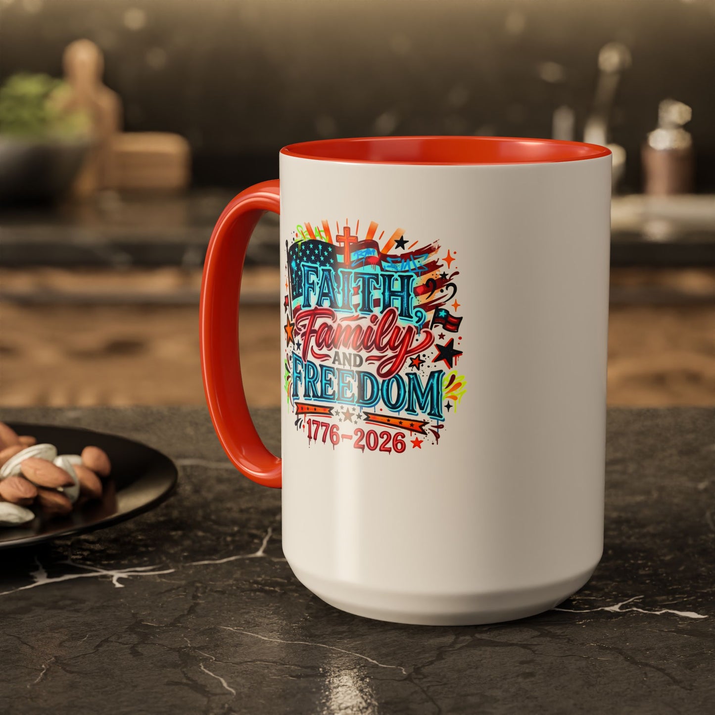 Faith Family Freedom 1776–2026 Patriotic Coffee Mug
