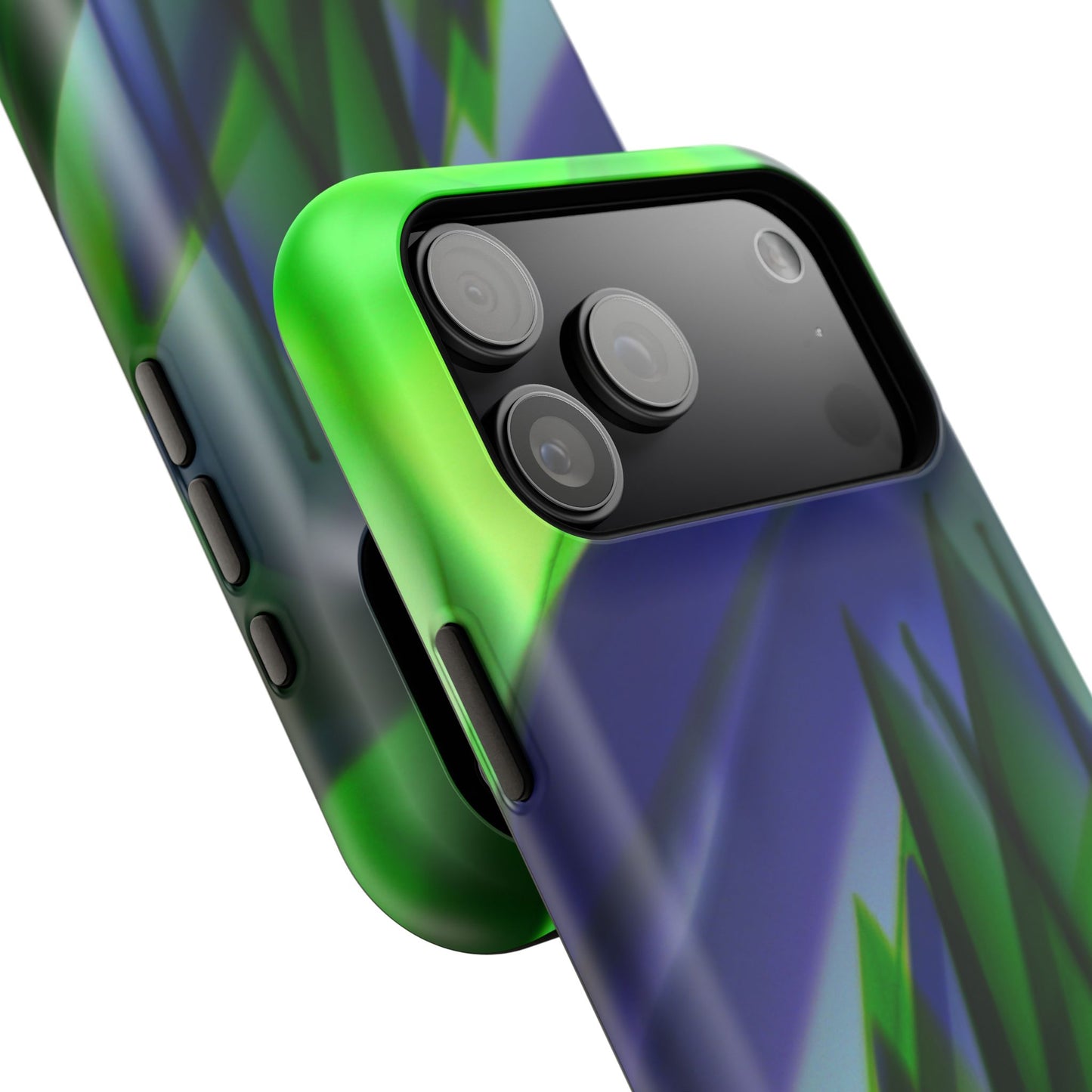 — Green Blue Abstract Wave Design Impact-Resistant Phone Case