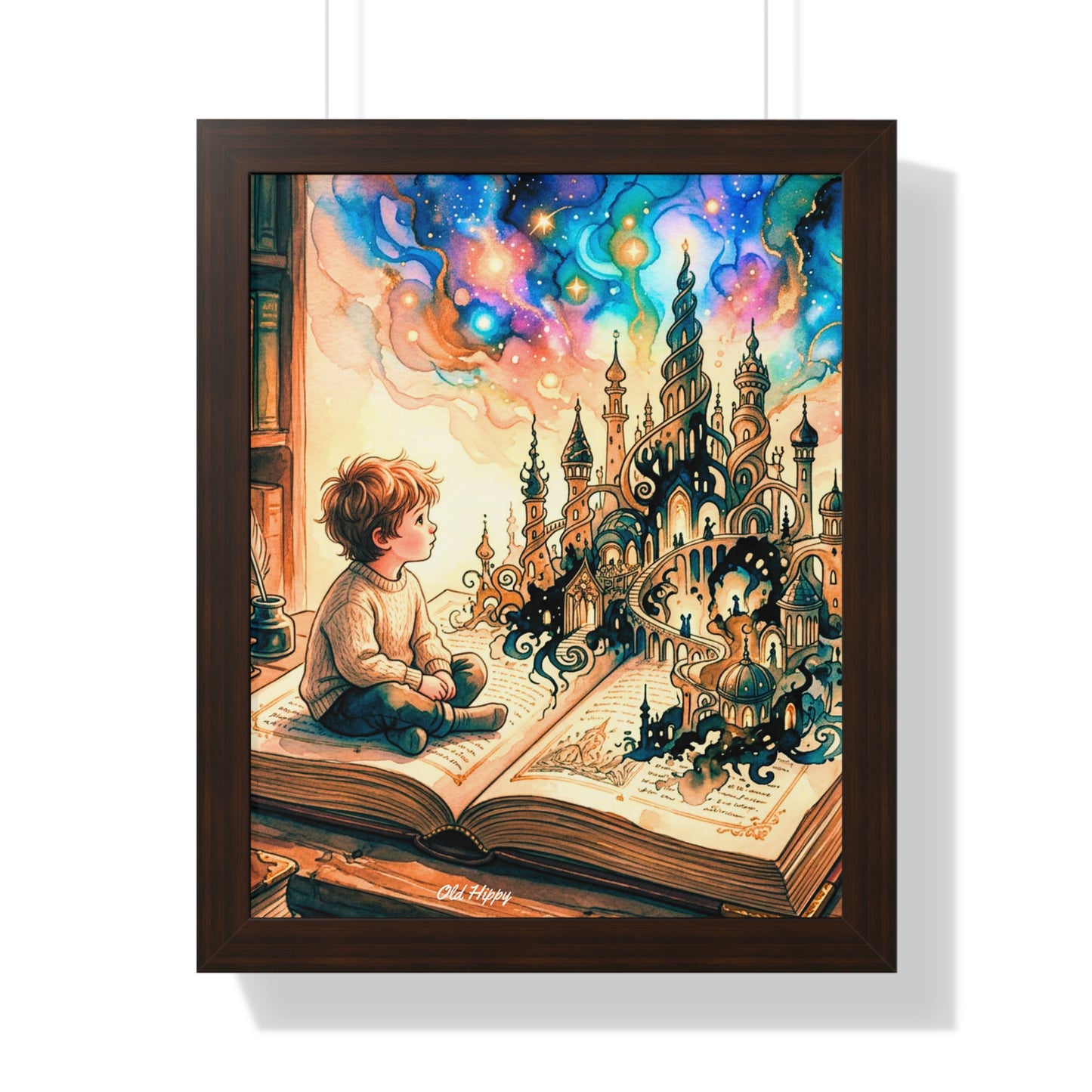 Where Words Become Worlds Wood Framed Art Print