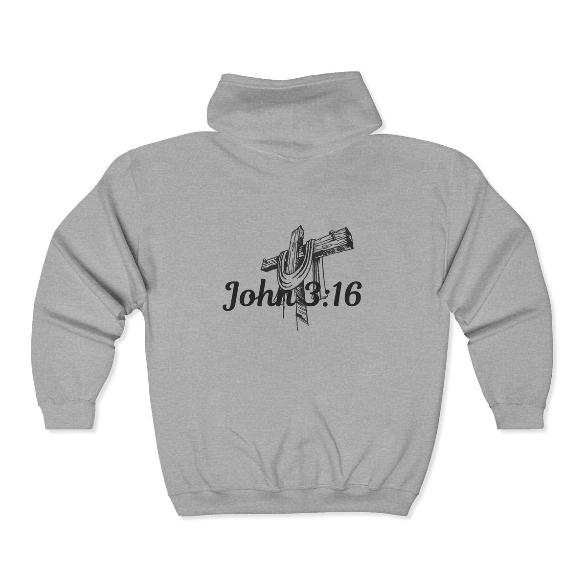 Jesus Is Lord Full-Zip Hoodie — John 3:16 Cross