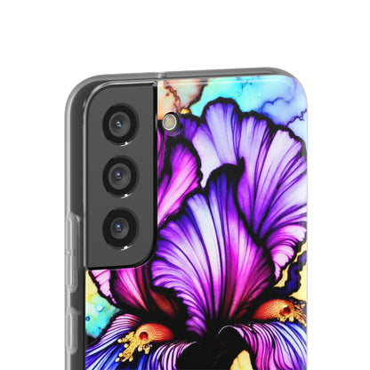 Stained Glass Iris Smartphone Case — Vibrant Purple Watercolor Phone Cover