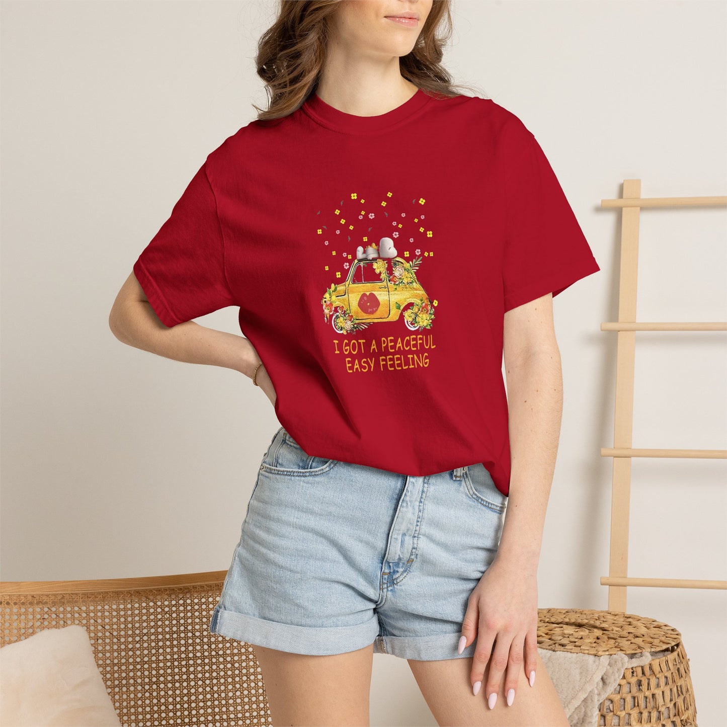 Snoopy 'Peaceful Easy Feeling' T-Shirt — VW Beetle Retro Lyrics Tee