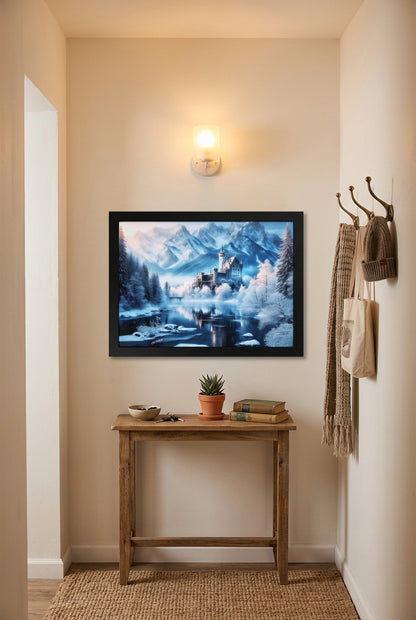 Winter Castle Wood Framed Poster