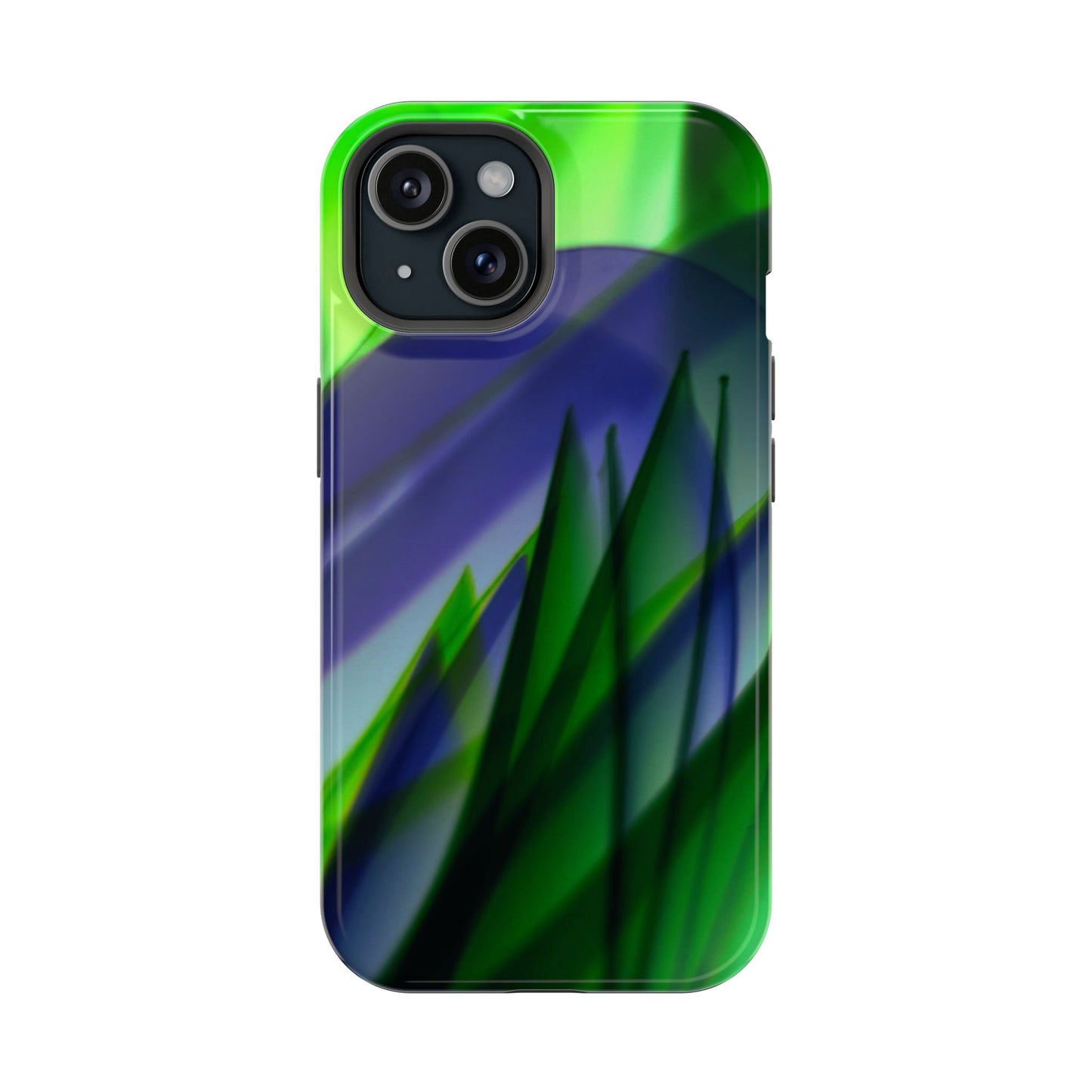 — Green Blue Abstract Wave Design Impact-Resistant Phone Case