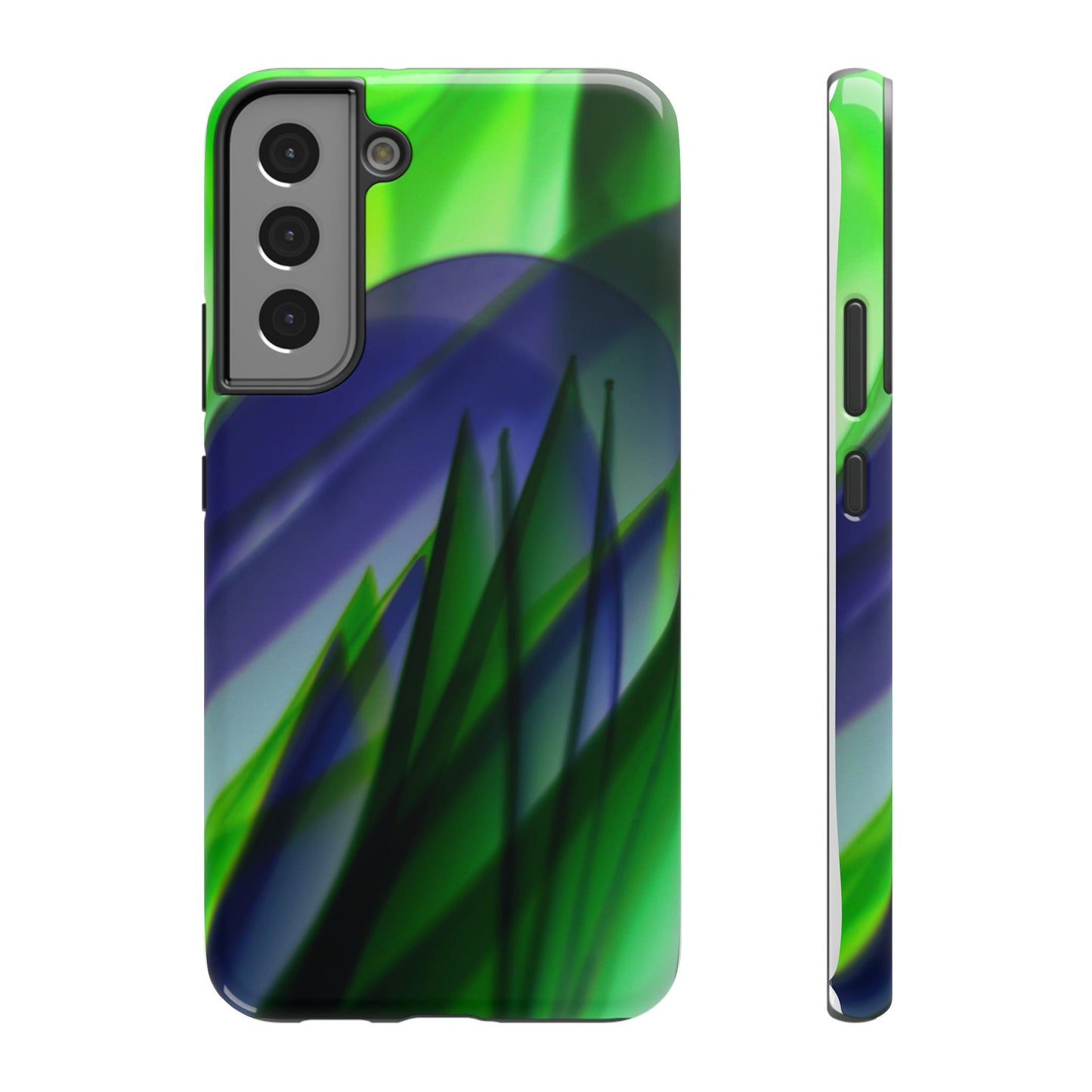 — Green Blue Abstract Wave Design Impact-Resistant Phone Case