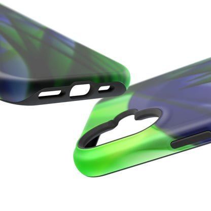 — Green Blue Abstract Wave Design Impact-Resistant Phone Case