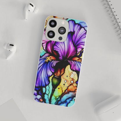 Stained Glass Iris Smartphone Case — Vibrant Purple Watercolor Phone Cover