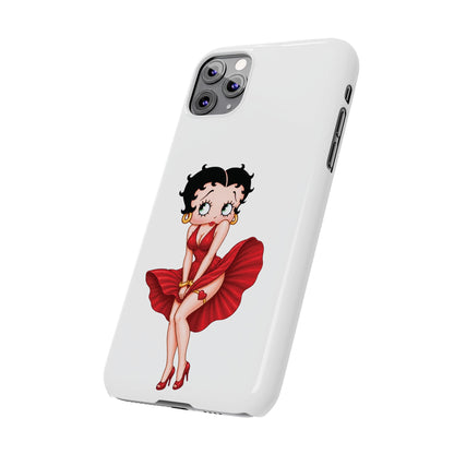 Betty Boop Red Dress Slim iPhone Case — Retro Pin-Up Cartoon Phone Cover