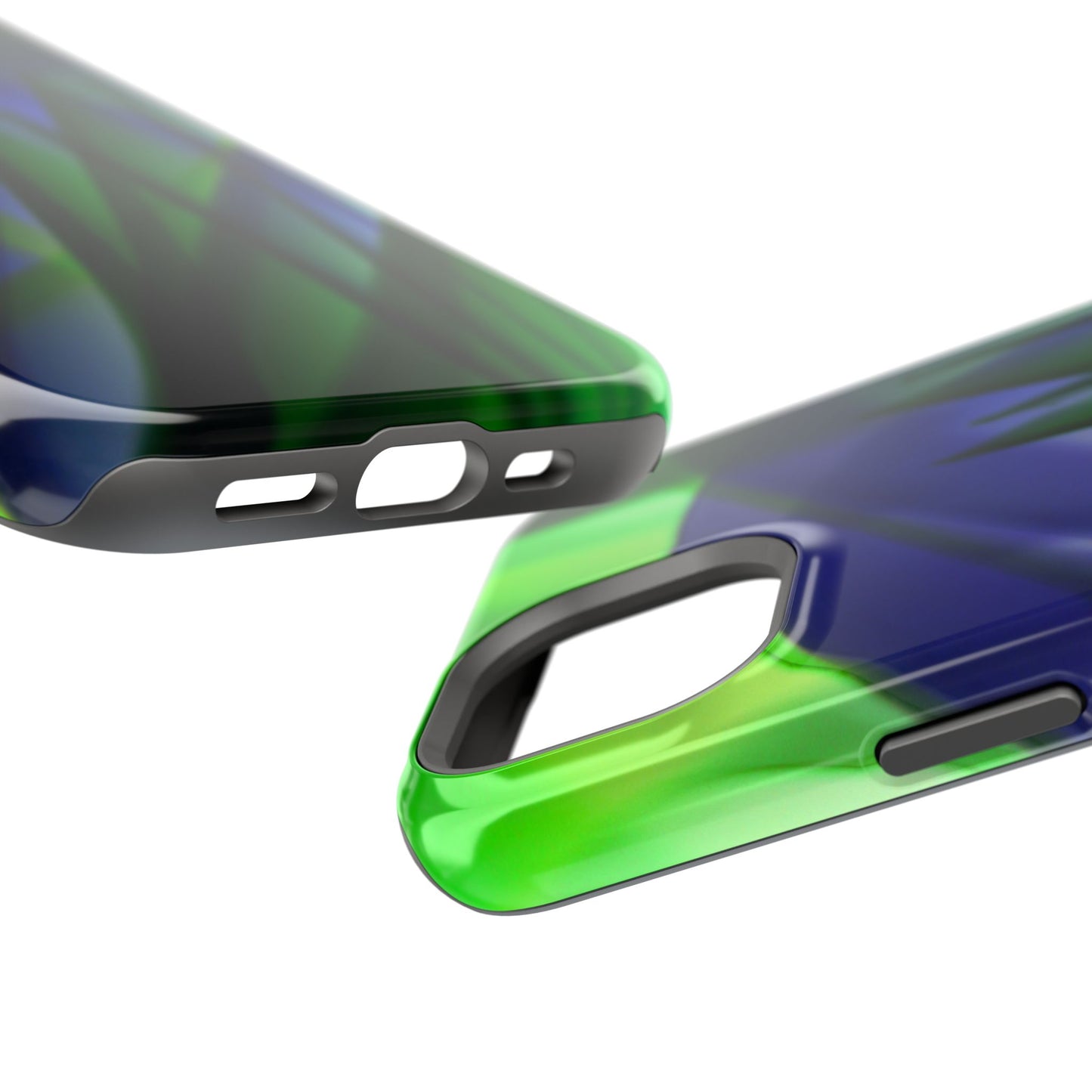 — Green Blue Abstract Wave Design Impact-Resistant Phone Case