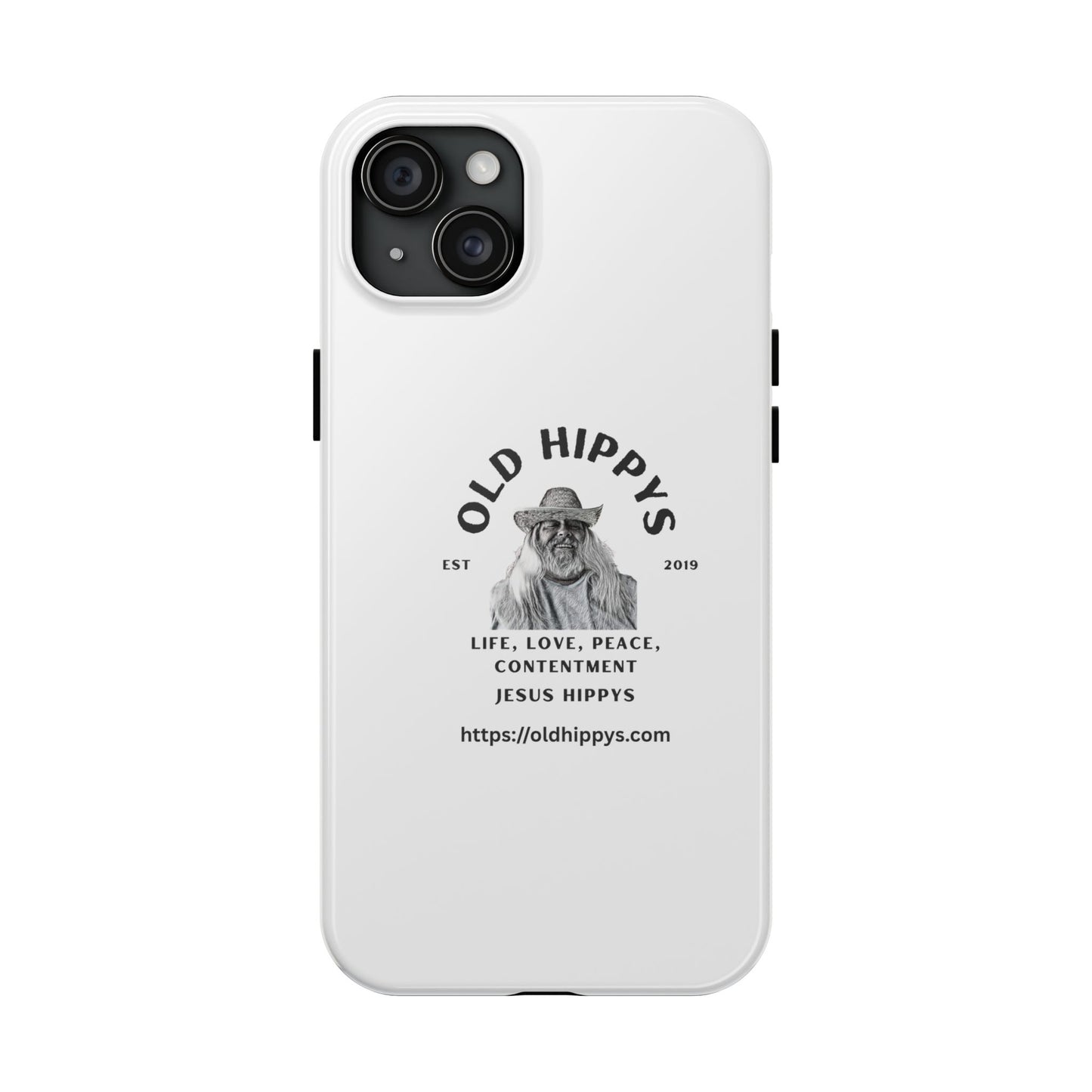 Old Hippys Phone Case — 'Life, Love, Peace, Contentment' Tough Protective Case