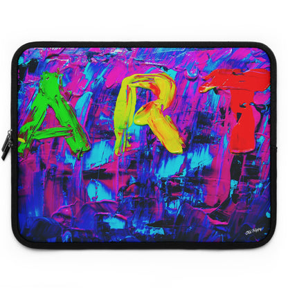 Abstract 'ART' Neon Paint Laptop Sleeve — Colorful Protective Sleeve for Artists & Creatives