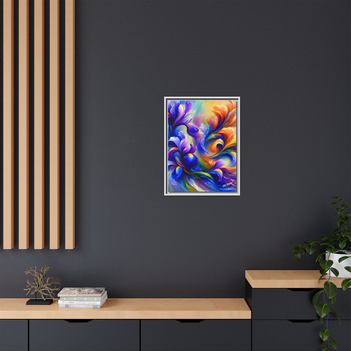 Iris Symphony #1 Wood Framed Matte Canvas