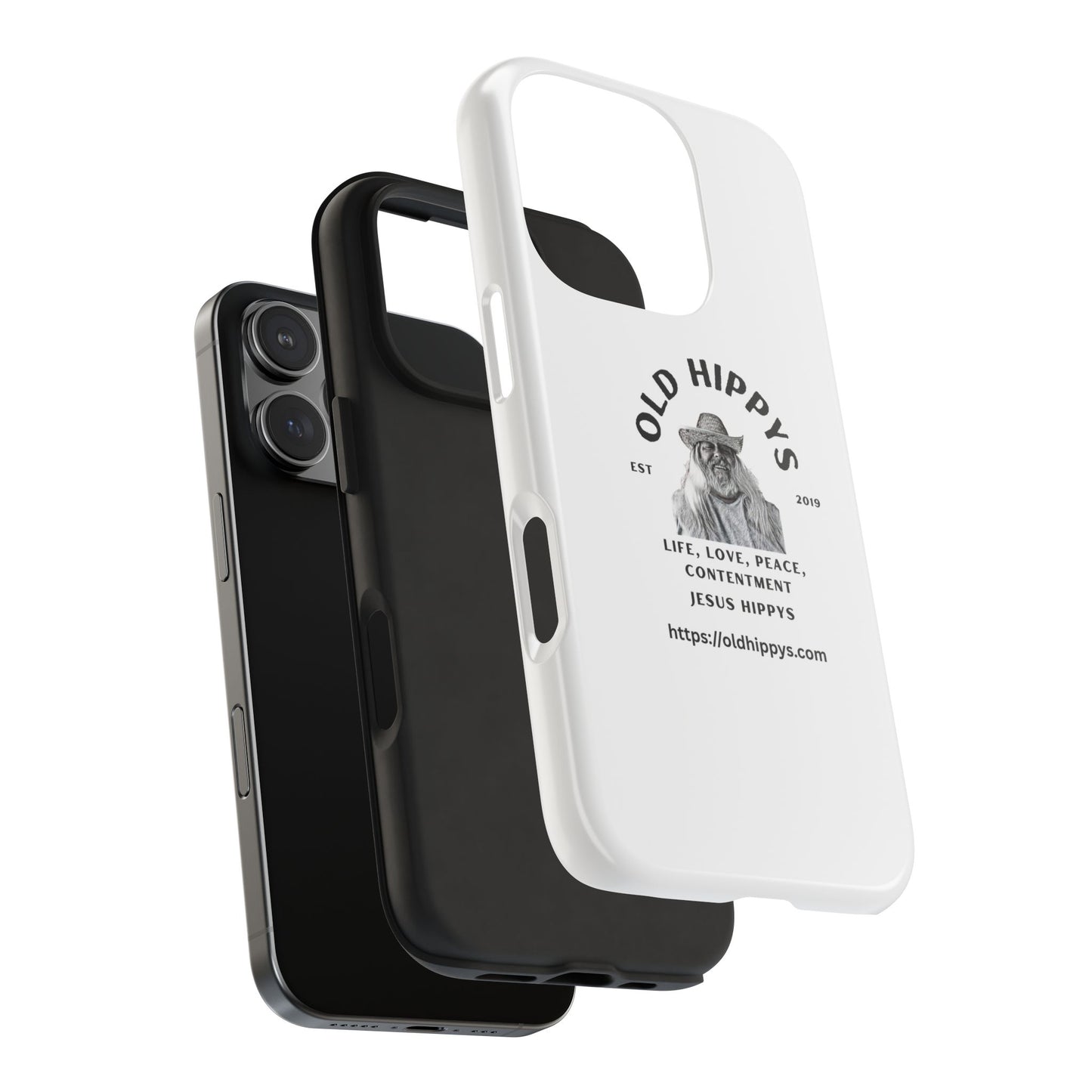 Old Hippys Phone Case — 'Life, Love, Peace, Contentment' Tough Protective Case