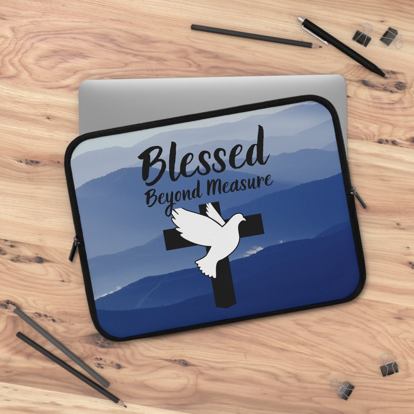 Blessed Beyond Measure Laptop Sleeve — Christian Dove & Cross Sleeve