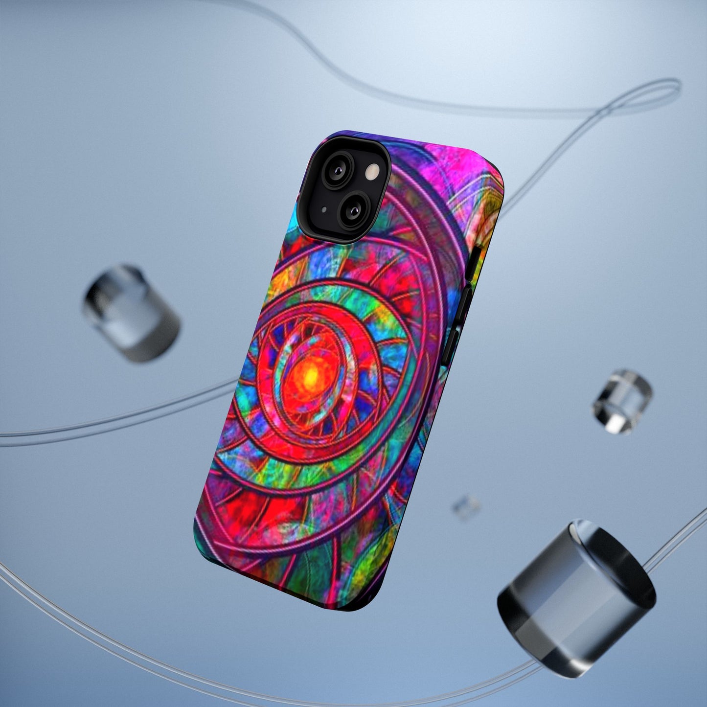 Protective Phone Case — Vibrant Abstract Mandala Impact-Resistant Design