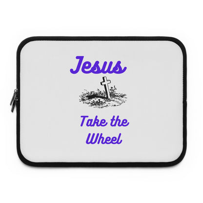 Jesus Take the Wheel Laptop Sleeve — Christian Cross Laptop Case