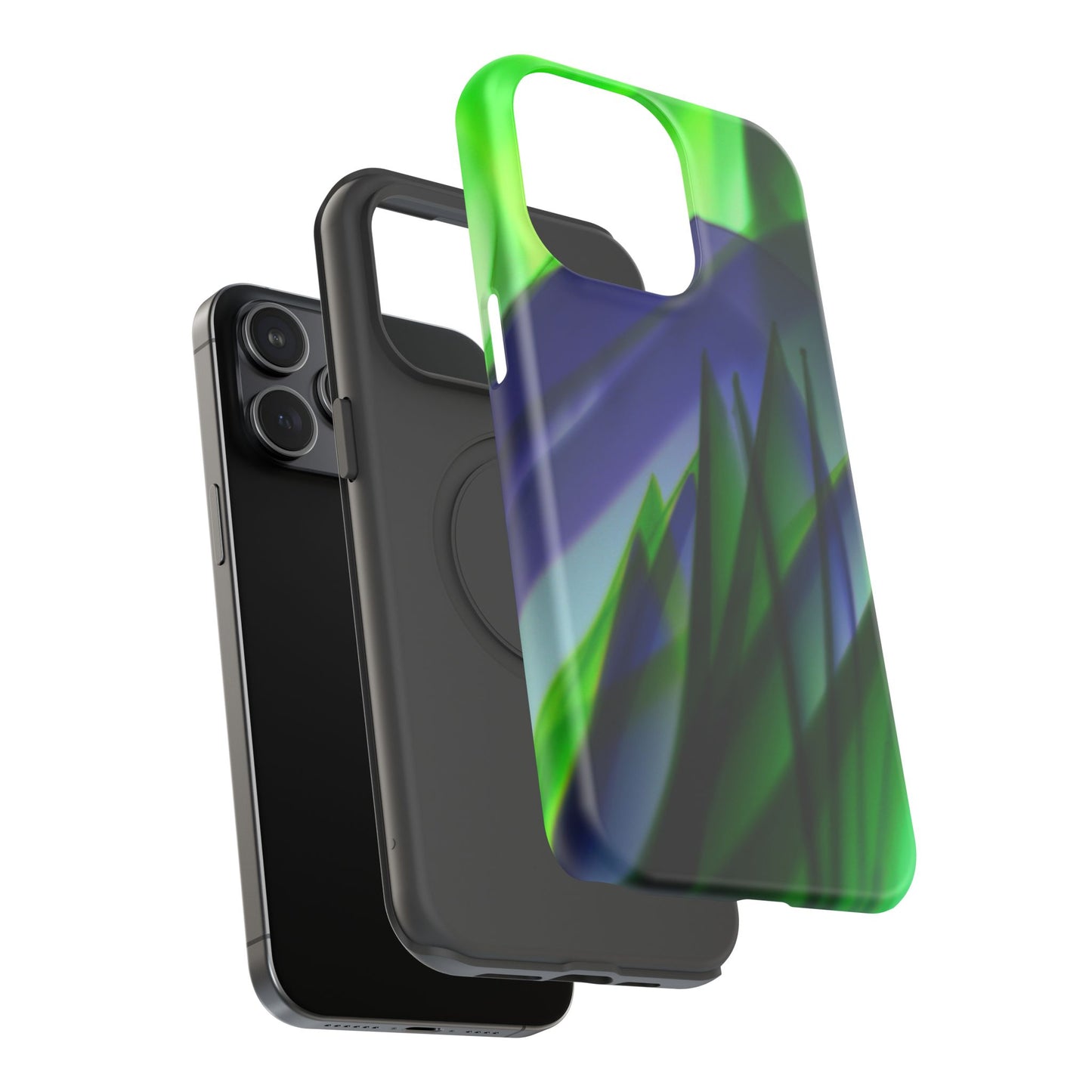 — Green Blue Abstract Wave Design Impact-Resistant Phone Case
