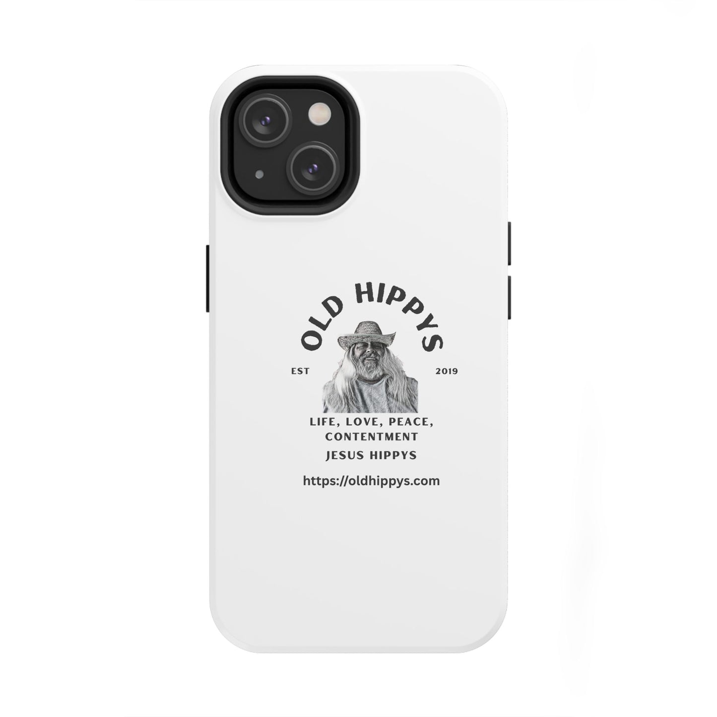 Old Hippys Phone Case — 'Life, Love, Peace, Contentment' Tough Protective Case