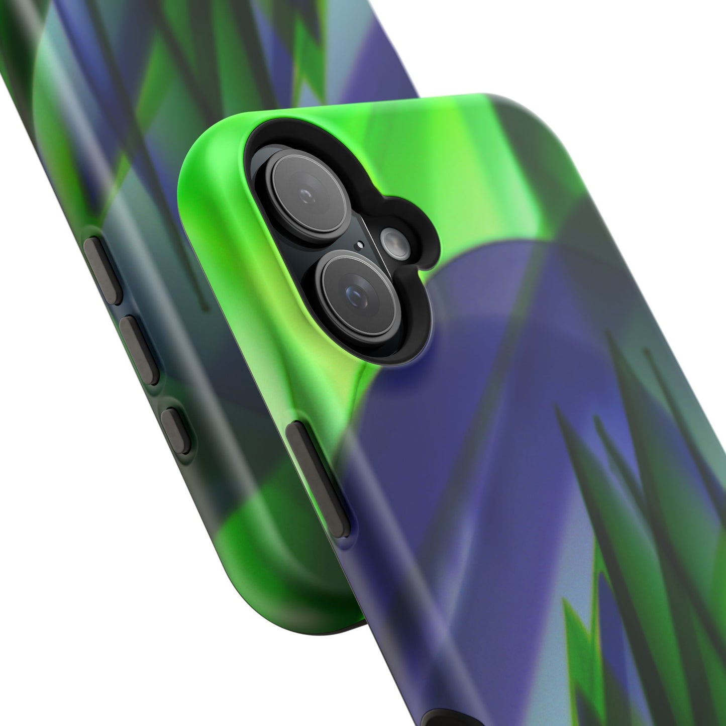 — Green Blue Abstract Wave Design Impact-Resistant Phone Case