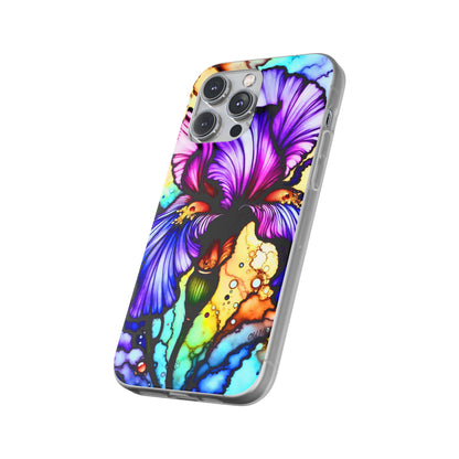 Stained Glass Iris Smartphone Case — Vibrant Purple Watercolor Phone Cover