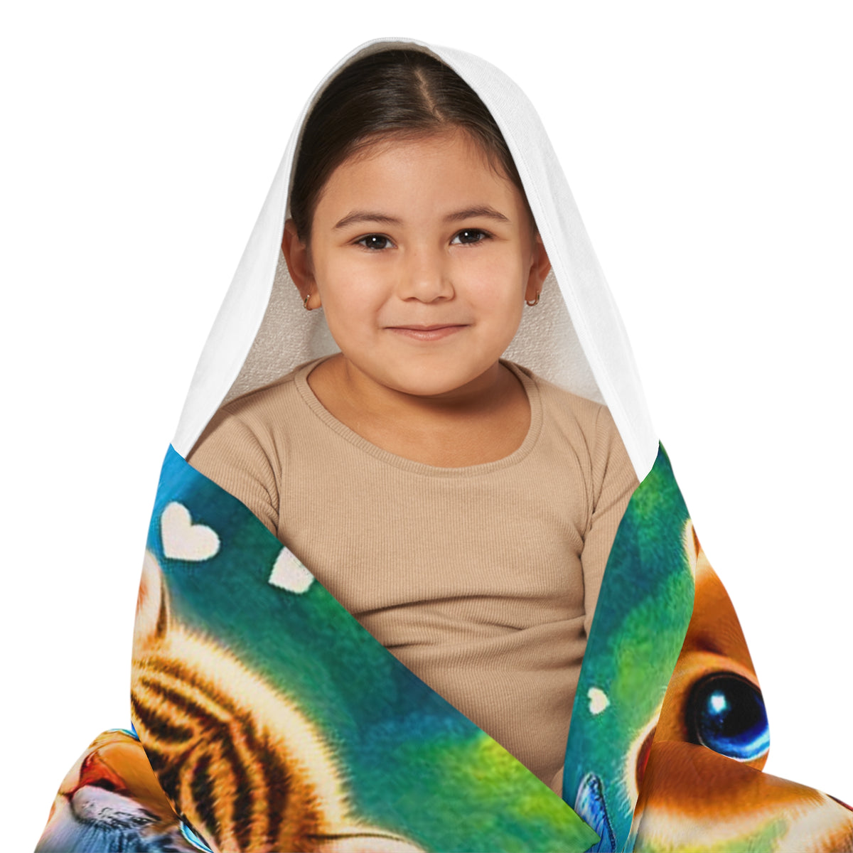 Kids Hooded Towel — Cute Big-Eyed Baby Animals Beach & Bath Wrap