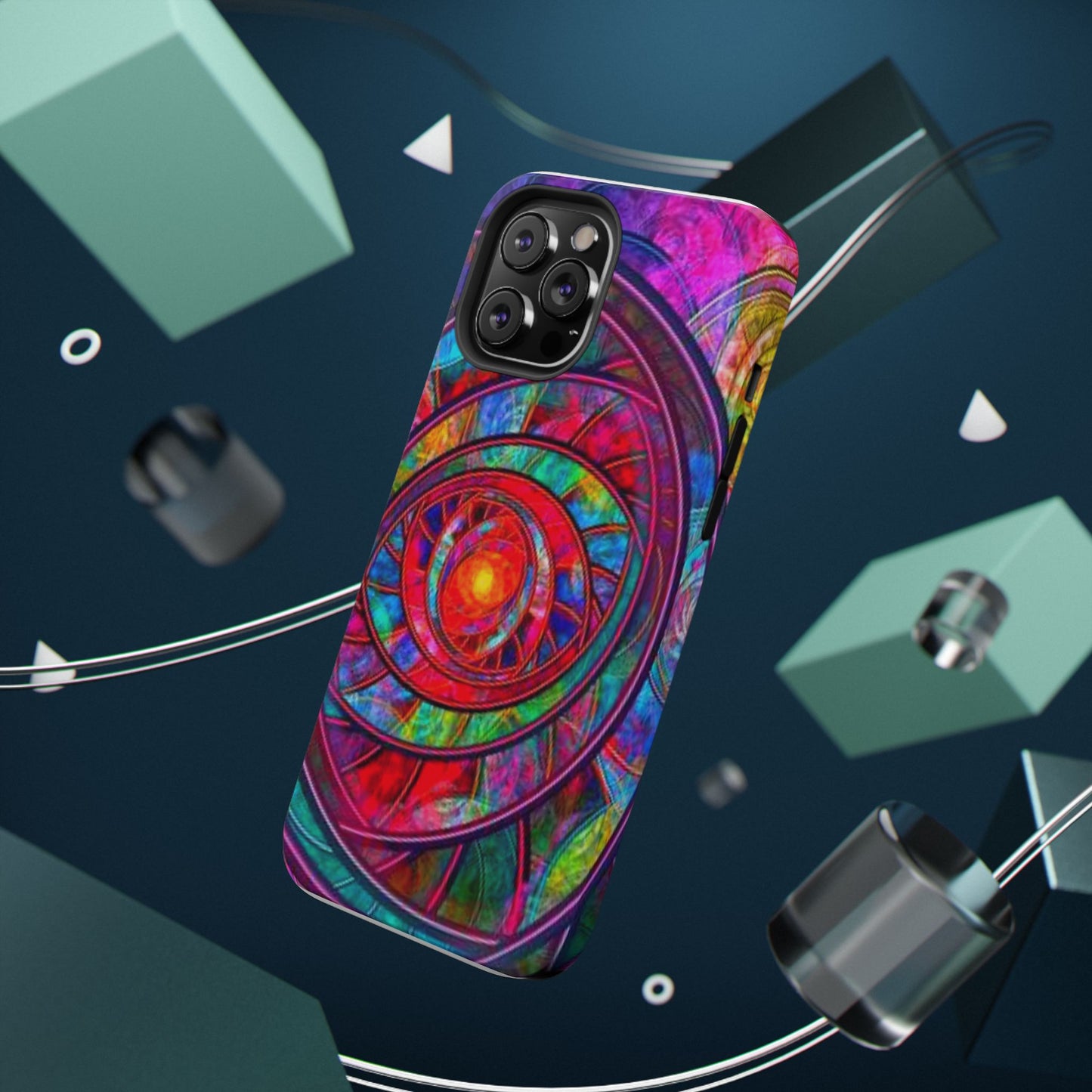 Protective Phone Case — Vibrant Abstract Mandala Impact-Resistant Design