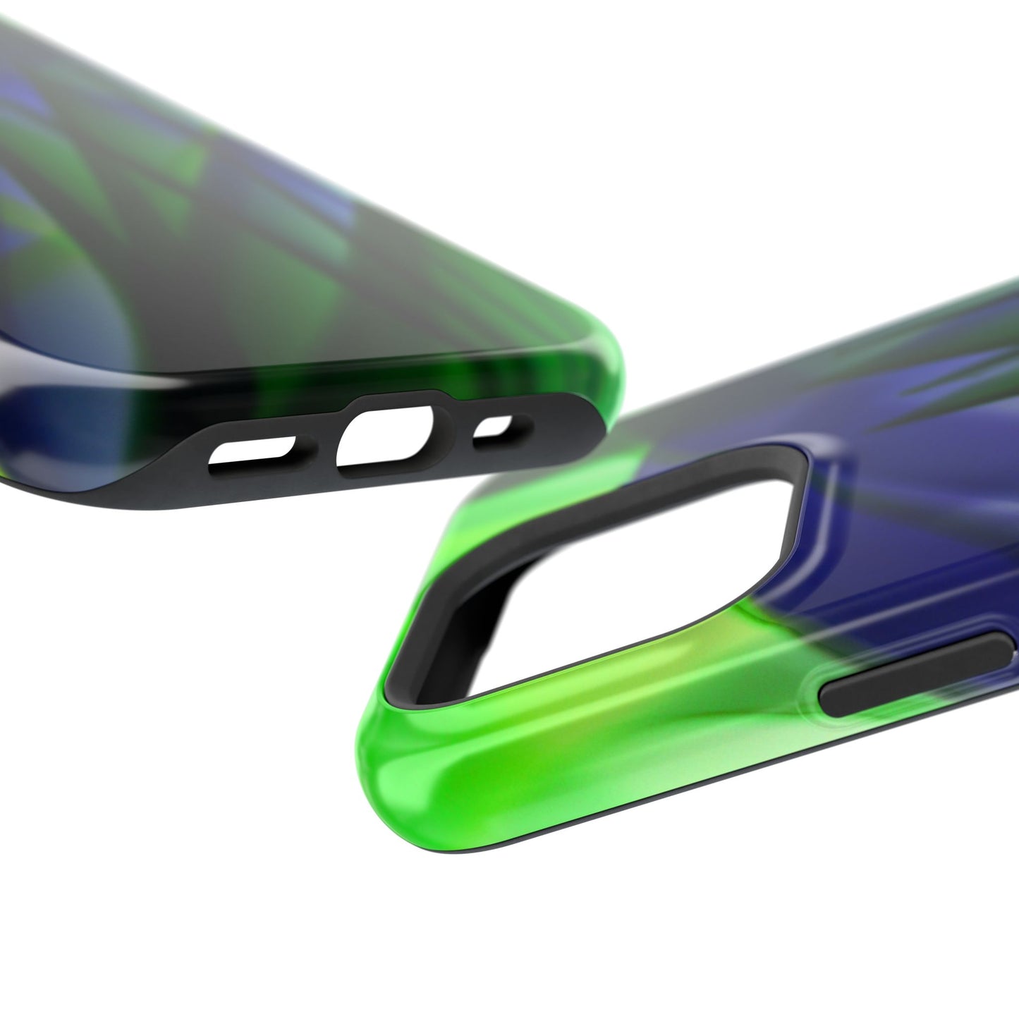 — Green Blue Abstract Wave Design Impact-Resistant Phone Case