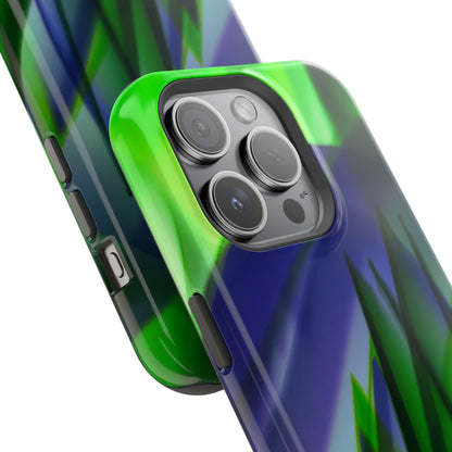 — Green Blue Abstract Wave Design Impact-Resistant Phone Case