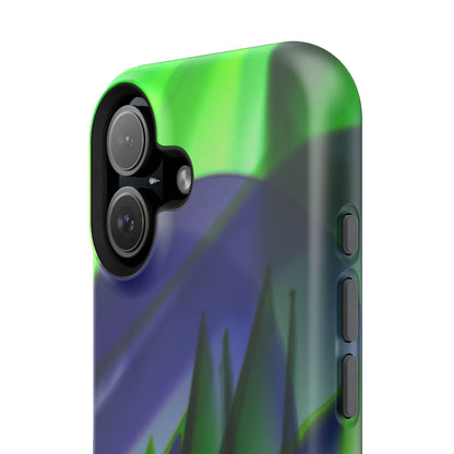 — Green Blue Abstract Wave Design Impact-Resistant Phone Case