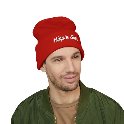 Hippie Soul Embroidered Beanie — Classic Cuffed Knit Hat