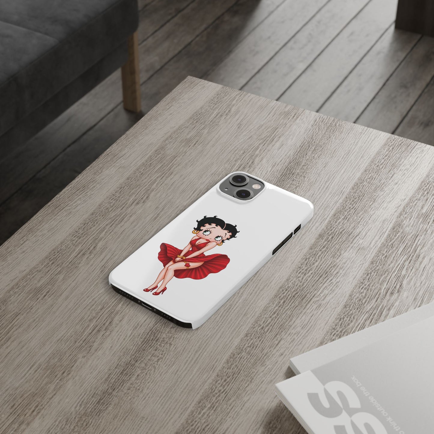 Betty Boop Red Dress Slim iPhone Case — Retro Pin-Up Cartoon Phone Cover