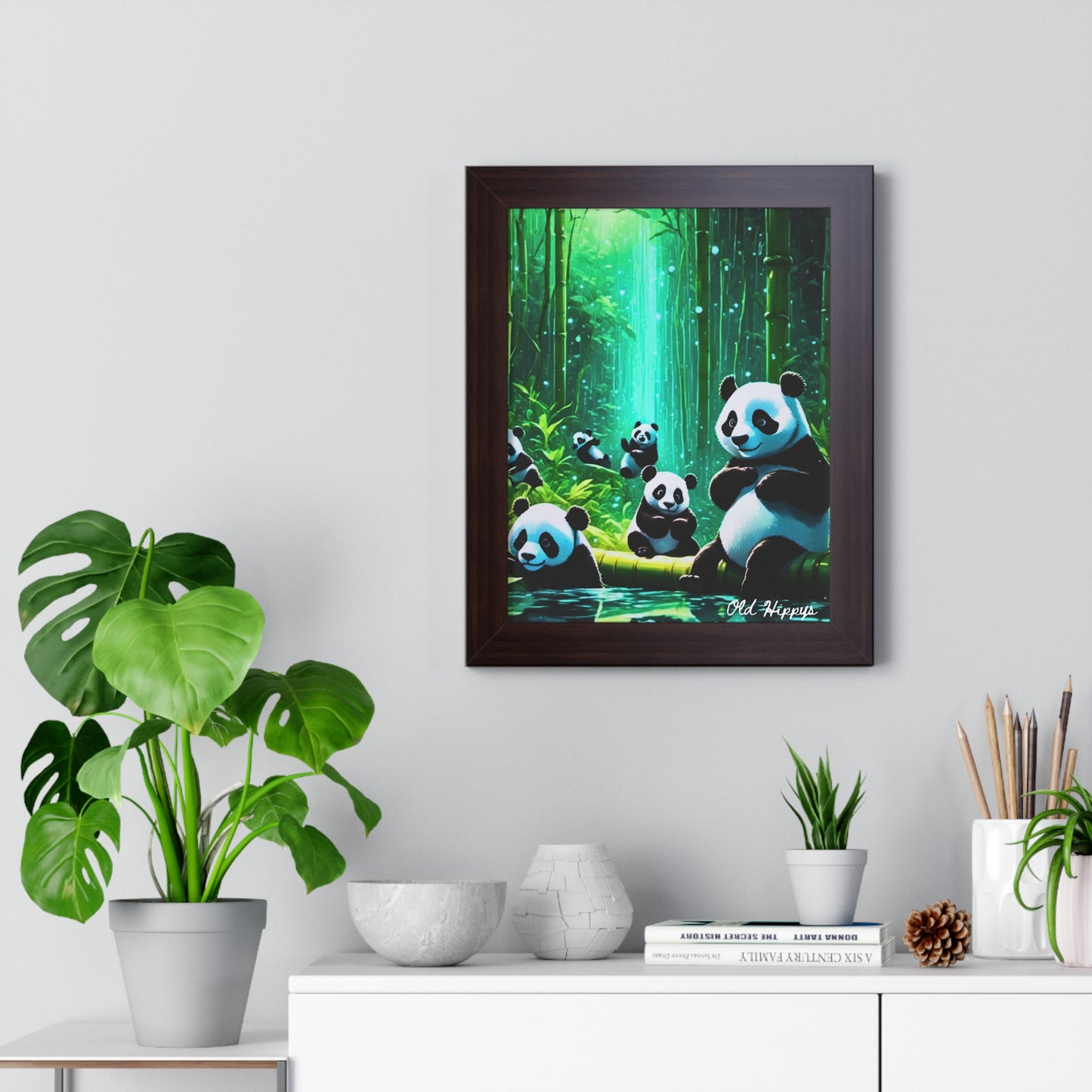 Whimsical Panda Forest Framed Poster - Perfect for Nature Lovers & Home Decor