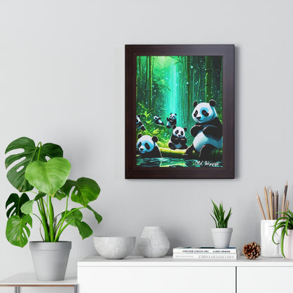 Whimsical Panda Forest Framed Poster - Perfect for Nature Lovers & Home Decor