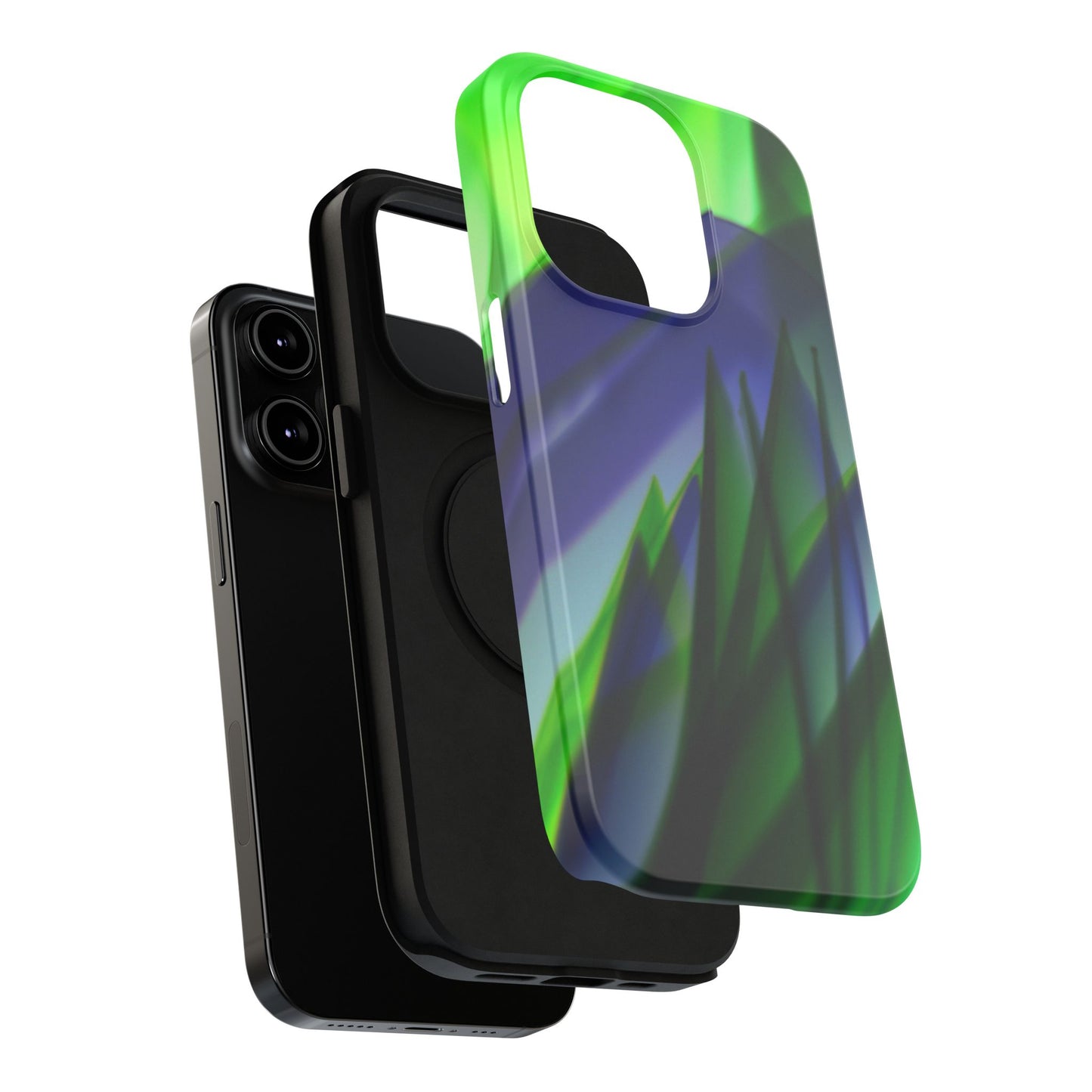 — Green Blue Abstract Wave Design Impact-Resistant Phone Case