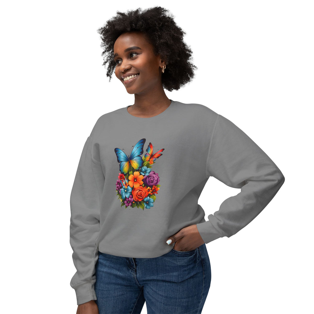 Butterfly Floral Crewneck Sweatshirt