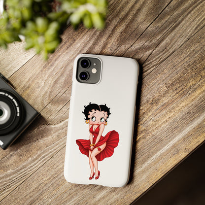 Betty Boop Red Dress Slim iPhone Case — Retro Pin-Up Cartoon Phone Cover