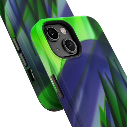 — Green Blue Abstract Wave Design Impact-Resistant Phone Case