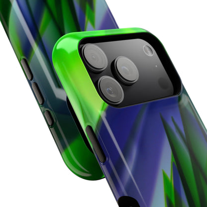 — Green Blue Abstract Wave Design Impact-Resistant Phone Case