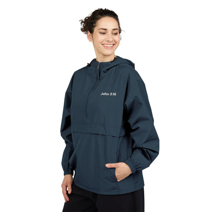 Packable Anorak Jacket — Minimal Reflective "John 3:16" Logo Windbreaker