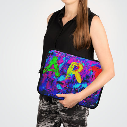 Abstract 'ART' Neon Paint Laptop Sleeve — Colorful Protective Sleeve for Artists & Creatives
