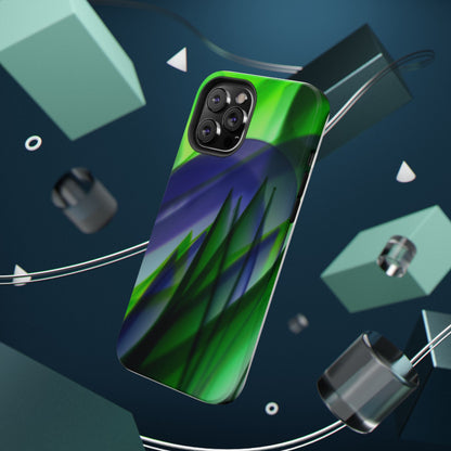 — Green Blue Abstract Wave Design Impact-Resistant Phone Case