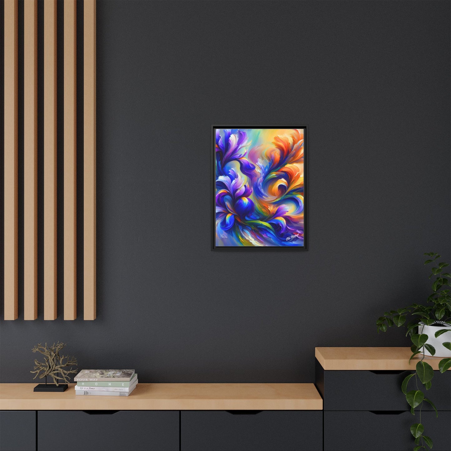 Iris Symphony #1 Wood Framed Matte Canvas