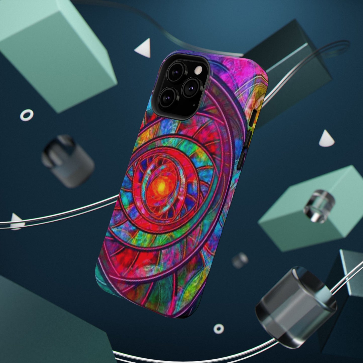 Protective Phone Case — Vibrant Abstract Mandala Impact-Resistant Design