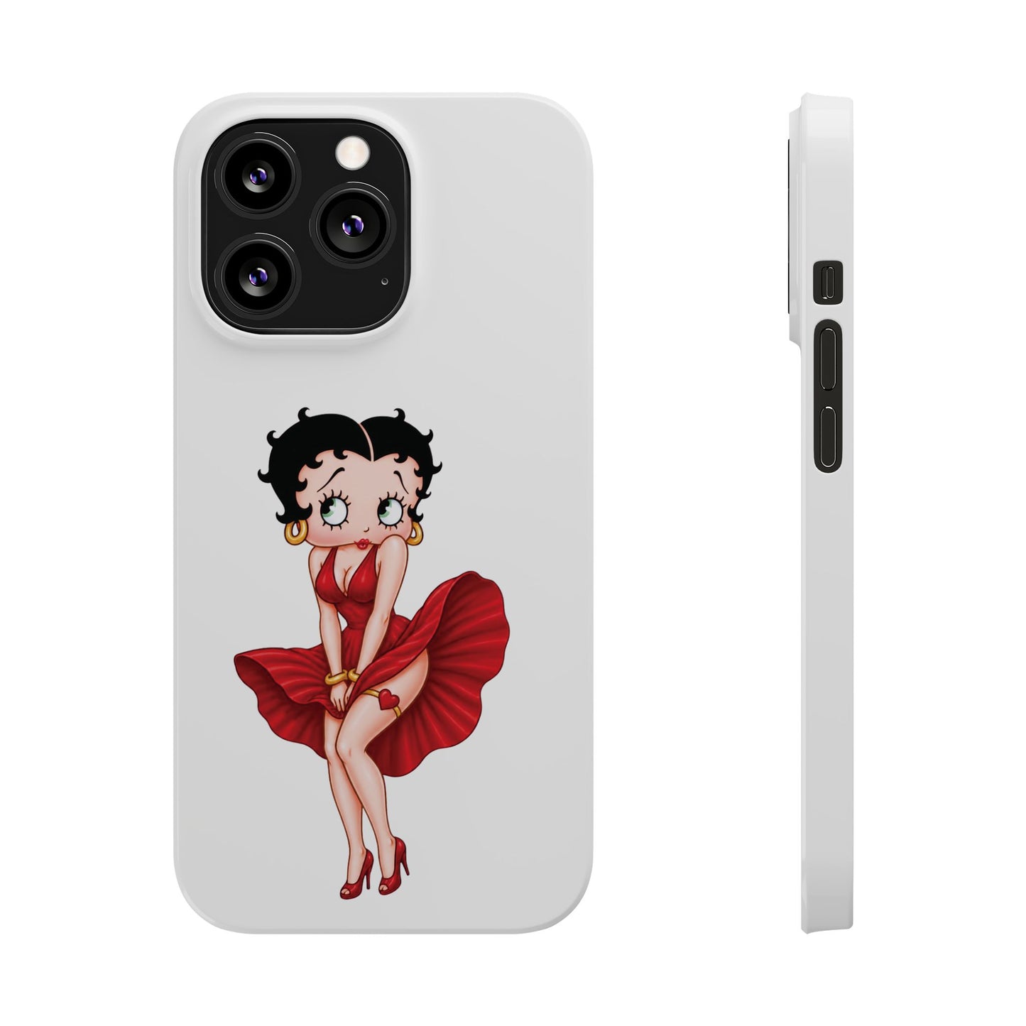 Betty Boop Red Dress Slim iPhone Case — Retro Pin-Up Cartoon Phone Cover