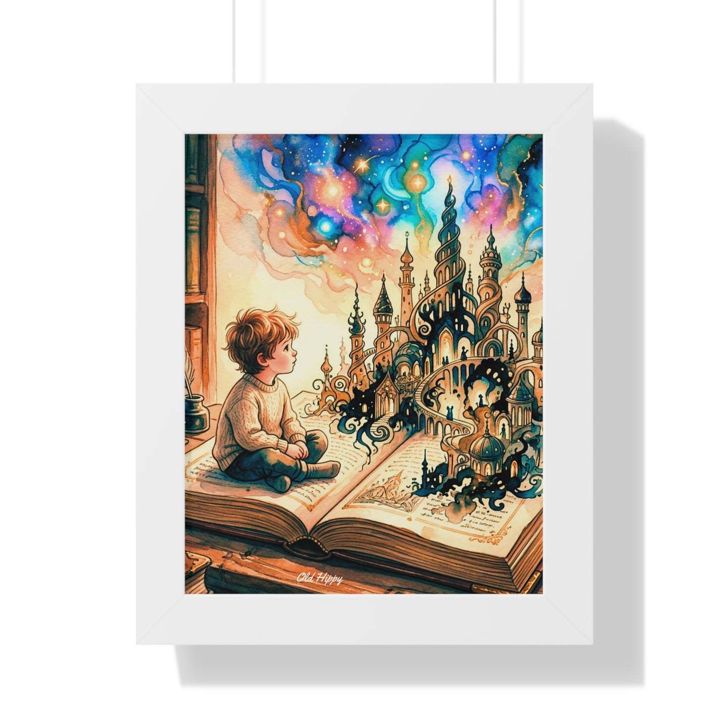 Where Words Become Worlds Wood Framed Art Print