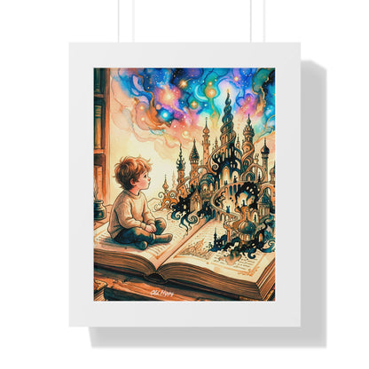 Where Words Become Worlds Wood Framed Art Print