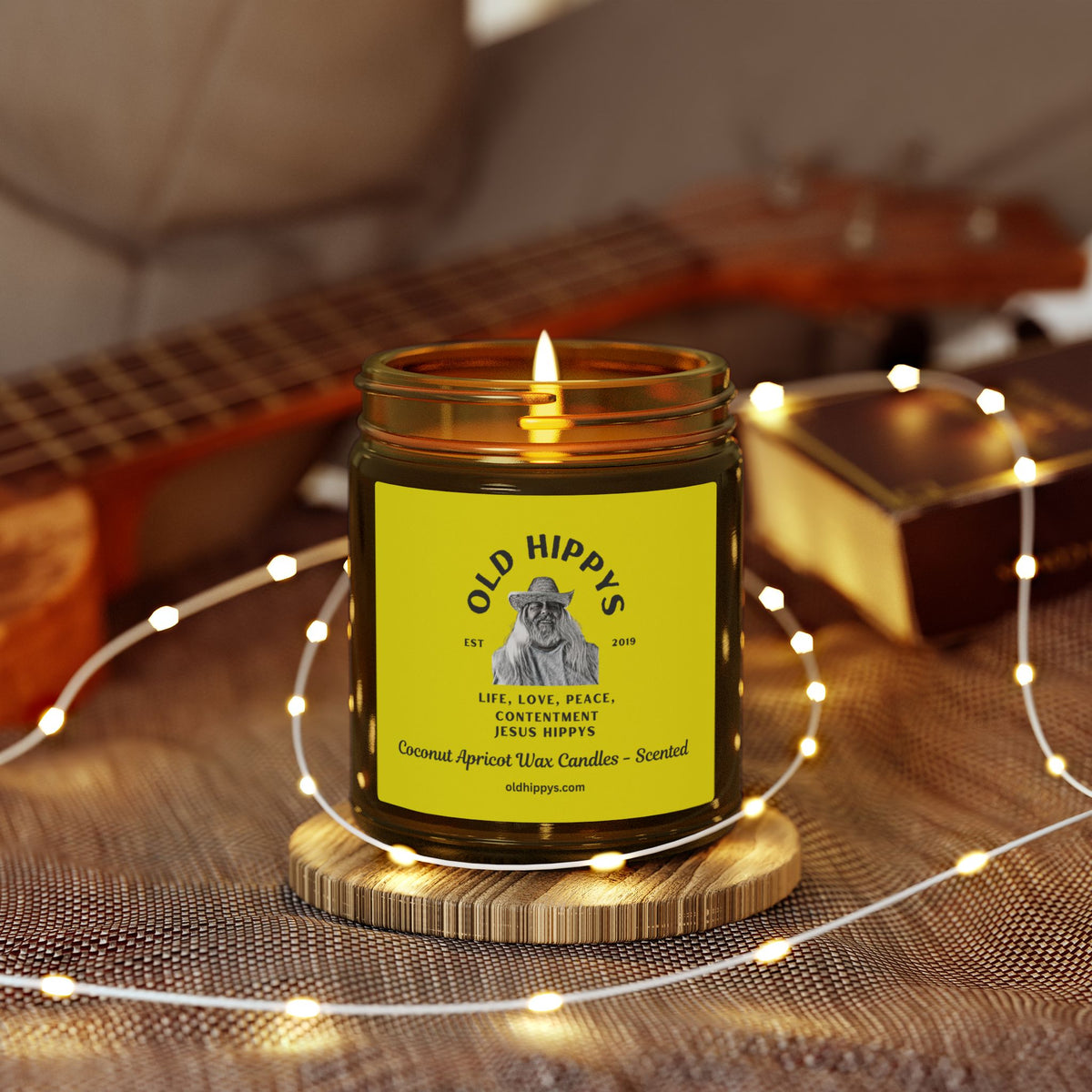 Coconut Apricot Scented Candle (4oz/9oz) by Old Hippys