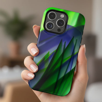 — Green Blue Abstract Wave Design Impact-Resistant Phone Case